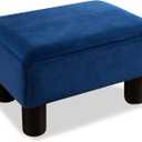 LUE BONA Small Foot Stool, Velvet Fabric Footrest Ottoman Stool with Non-Skid Plastic Legs, Rectangle Footstool Step for Couch, Desk, Office, Living Room, Navy