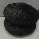 Beeveer 2 Pcs Round Throw Pillows 15 Inch Decorative Velvet Pleated Pumpkin Pillows Boho Floor Pillow with Center Button for Living Room Couch Chair Bed Sofa Home Decoration (Black)