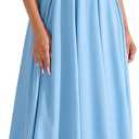 EYNMIN Wedding Guest Dresses for Women 2026 Summer Spring Square Neck Flowy A Line Elegant Midi Formal Dress (Blue, L)