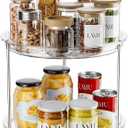 LAMU 2 Tier Lazy Susan Turntable Organizer for Cabinet, 9'' Rotating Spice Rack for Kitchen, Pantry, Countertop, Bathroom, Vanity, Under Sink, Medicine Cabinet Organizer, 1 Pack