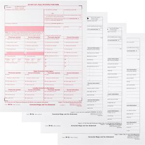 W-2C Tax Forms 4-Part Set, Corrected Wage and Tax Statement, 25 Pack