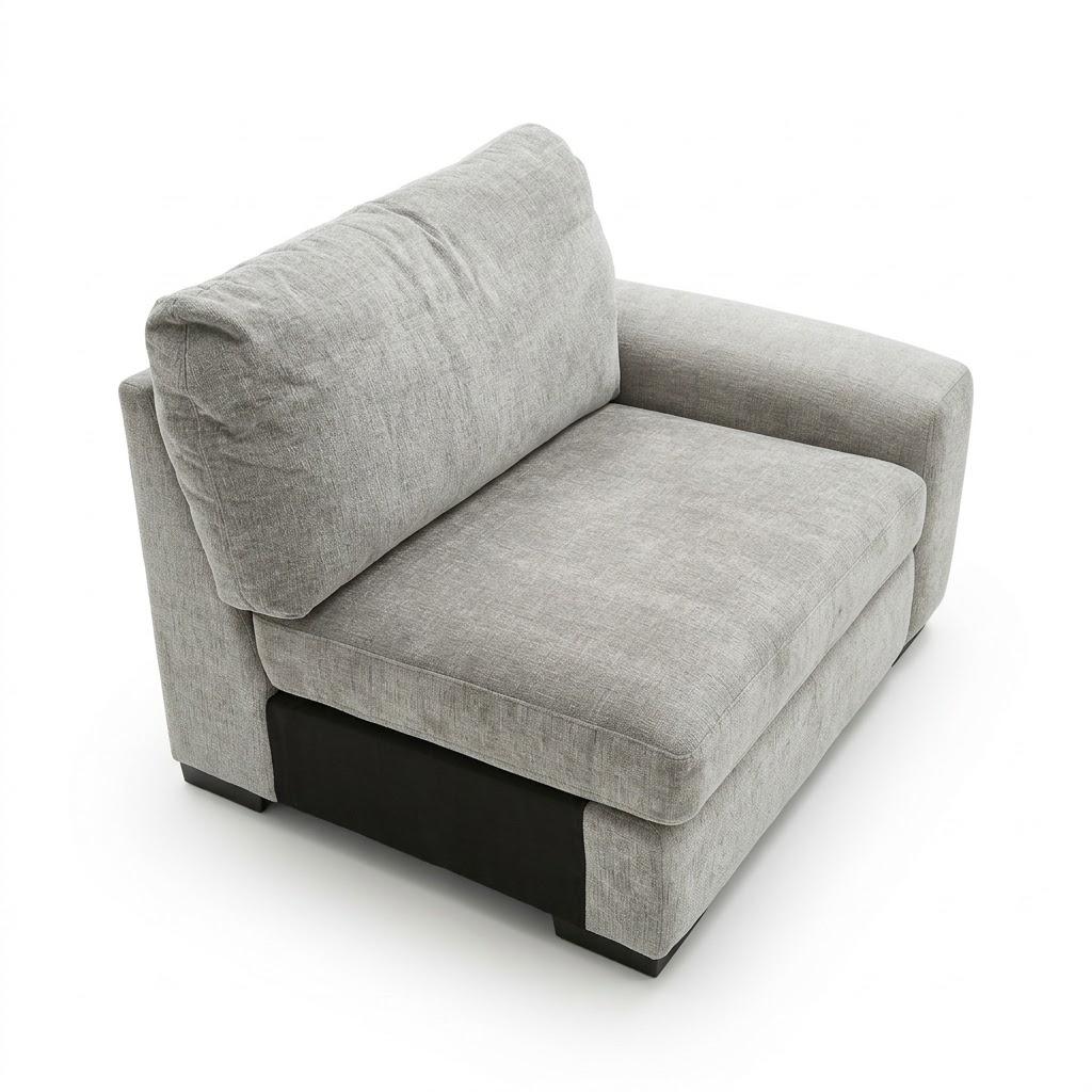 Right Side Seat Module for Modular Sectional Couch Sofa, Living Room Accent Armless Sofa Chair with Storage & Pillow, Modern Side Sectional Middle Unit, Chenille Light Grey