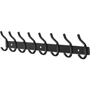 23 Inch Coat Rack Wall Mount with 8 Hooks, Black Wall Hook Rack