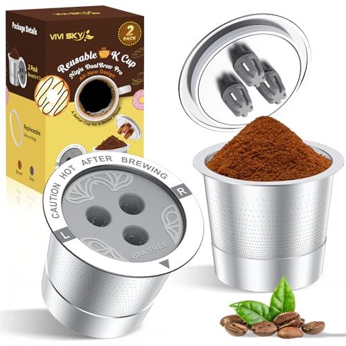 Ninja Reusable Coffee Pod: VIVI SKY Upgraded Stainless Steel Refillable Ninja K Cups - 3 Holes Coffee Filters For Ninja Coffee Maker CFP201 CFP300 CFP305 CFP307 CFP400 (2 Pack)