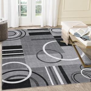 COZYLOOM Large Area Rug 8x10 Modern Rug Non Slip Low Pile Accent Rug Stain Resistant Rug Soft Rug Washable Rugs for Dining Room Kid & Pet Friendly Rug for Living Room Bedroom Office, Grey