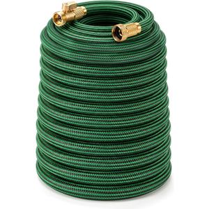 NON-EXPANDABLE 100 ft Garden Hose, Heavy Duty Flexible Water Hose, Kink Resistant Lightweight Hybrid Hose with Durable Fabric Skin, Leakproof Hose Male to Female Fittings