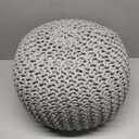 FRELISH DECOR Round Pouf Ottoman Hand Knitted 100% Cotton Pouf Foot Stool - Knitted Bean Bag - Floor Chair for Living Room Bedroom - Foot Rest for Couch (20 Diameter x 14 Height) - Taupe