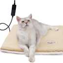 Rest-Eazzzy Cat Heating Pad, Cat Bed with Removable Cover Heated Cat Bed 5 Level Timer and 5 Level Temperature, Cat Beds for Indoor Warming Mat for Cat Dog (Heat pad, Pure-Beige) (Small-1 Pack)
