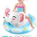 Inflatable Swimming Rings, Cute Elephant Pool Floats for Kids with Seat and Handle, Swim Ring Tubes Pool Tubes Floats with 5 Colorful Rings & Kids Water Toy for Beach & Pool Party Supplies