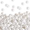 12mm 340Pcs Beige Glossy Pearl Beads Vase Filler for Centerpiece, Imitation No Hole Pearls for Crafting, Bulk Faux Beads for Party Home Decor