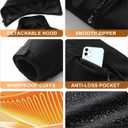 Men's Heated Jacket with Battery Pack, 10-Zone Electric Heating Jackets, Windproof Insulated Coat, Detachable Hood (XX-Large, Black)