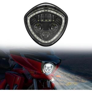 LED Headlights with Halo Ring DRL for Victory 05-18, Black Headlamp Front Lights for Polaris Victory Cross Roads Country Hammer Kingpin Vegas Boardwalk Jackpot 2005-2018 Accessories