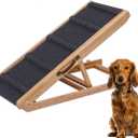 PAWBLISS Adjustable Dog Ramp for All Dogs | 6-Level (12.2"-25.5") Solid Wood Ramp | Non-Slip Carpet for Large & Small Dogs | Supports 200lbs | Portable Dog Ramp for Bed & Couch with Leather Handle
