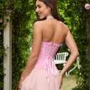 SZIVYSHI Corset Tops for Women, Bustier Shapewear Lingerie, Lace Waist Push Up Bodysuit (Pink, S)