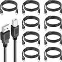 10 Pack USB Printer Cable, 6FT USB A to B, High-Speed Printer Cord Compatible with Hp, Canon, Brother, Samsung, Dell, Epson, Lexmark, Xerox, Piano, Dac, and More (Black)