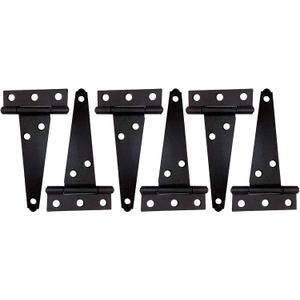 QCAA Steel Light T Hinge, 3" x2-5/16 x1.4mm, Elegant 2-Layered Frosted Matte Black, Powder Coated, 6 Pack