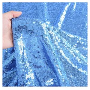 DUOBAO Sequin Fabric by The Yard Sparkly Blue Sewing Sequence Material Little Mermaid Fabrics Quilting Flip Sequins for Wedding Dress 1 yard