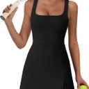 OFEEFAN Athletic Dress for Women Mini U Neck Sleeveless Built in Shorts with Pockets Tennis Golf Graduation (Black, M)