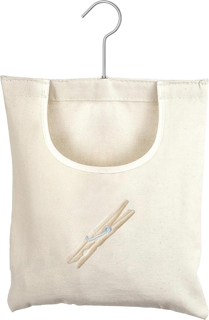 Whitmor Canvas Clothespin Bag Hanging Storage Organizer