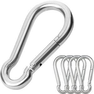 5PCS 3.15in Large Carabiner Clip, Stainless Steel Carabiner Heavy Duty, Spring Snap Hook, Locking Climbing Caribiners Clips for Gym, Plant Hanging, Outdoor Camping, Hiking. 600 lbs