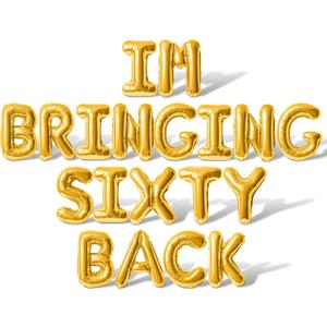 Letter Balloons - IM BRINGING SIXTY BACK 16" Inch Alphabet Letters Foil Mylar Balloon 60th Birthday Party Balloon Banner (Gold)