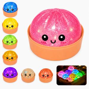 Dumpling Glowing Mystery Box,Dumplings SquishySensory Stress Ball Squeeze Toys for Stress Relief Soft Squeeze Decompression Dumplings Stress BallsSteamer Stretchy Desk Toys (Pink-a)