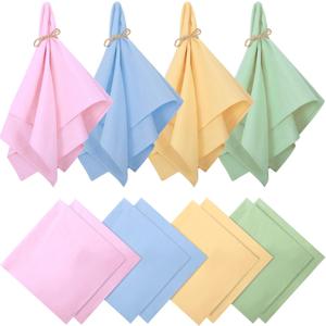 Moukeren 12 Pcs Easter Cloth Napkins 18.5 x 18.5 Inch Dinner Napkins Solid Plaid Easter and Spring Fabric Reusable Cotton Kitchen Towels for Holiday(Classic)