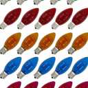 25 Pack Twinkle Christmas Replacement Bulbs, 7W Random Blinking Light Bulbs for Christmas String Light, Nightlights(Clear Twinkle,C9,E17 Intermediate Base)