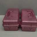 Saim Storage Bins,Three-Layer Multipurpose Art & Craft Storage Container,Carry Tackle Organizer,Medicine Cosmetic Art Supply Box for Art Supply Makeup Hair Accessories Painting Tools - Pink