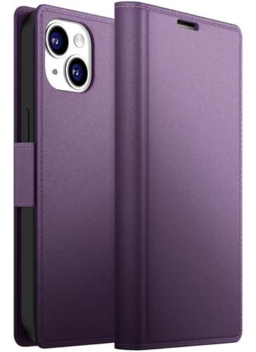 Dssairo for iPhone 15 Wallet Case, PU Leather Flip Folio Case with Card Holders Kickstand,RFID Blocking TPU Shockproof Inner Shell Phone Cover 6.1 Inch 2023 , Purple, Set Of 3