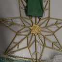 YEAHOME Christmas Tree Topper, Gold Glittered Hollow 7-Point Star Tree Topper, Lighted Wire Star with 20 LED Lights for Christmas Treetop, Xmas Tree Topper with Timer, Christmas Tree Decorations