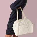 Puffer Tote Bag for Women - Large Quilted Tote Bag Soft Puffy Hobo Handbags Bag for Laptop Crossbody Bag Puff Purse