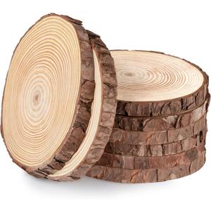 Lemonfilter Natural Wood Slices 8 Pcs 6.3-6.7 Inches Craft Wood Kit Wooden Circles Unfinished Log Wooden Rounds for Arts Crafts Vintage Wedding Ornaments DIY Projects