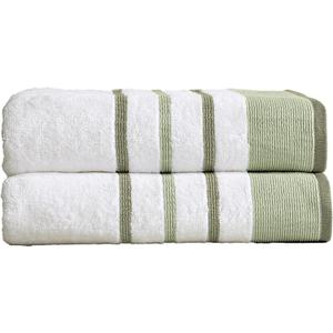 Great Bay Home Decorative Oversized Bath Sheet Set - Cotton 2 Pack 68x35 Extra Large Towels - Durable Towels for Bathroom Decor (Desert Sage Green/Moss Green)