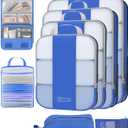 8 Set Compression Packing Cubes for Travel Essentials,Compressible Expandable Packing Cubes for Suitcase,OlarHike Luggage Organizer Bags for Travel,Handy Helper for Organizing Clothes(Klein Blue)