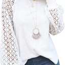 MIHOLL Women's Long Sleeve Tops Lace Casual Loose Blouses T Shirts (X-Large)