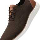 VILOCY Men's Casual Dress Sneakers Oxfords Business Mesh Breathable Walking Shoes Tennis Comfortable (9.5, Brown)