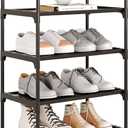 Upgrade Stackable Small Shoe Rack, 4-Tier Shoe Shelf Storage Organizer with Handle for Entryway, Hallway and Closet (Black)