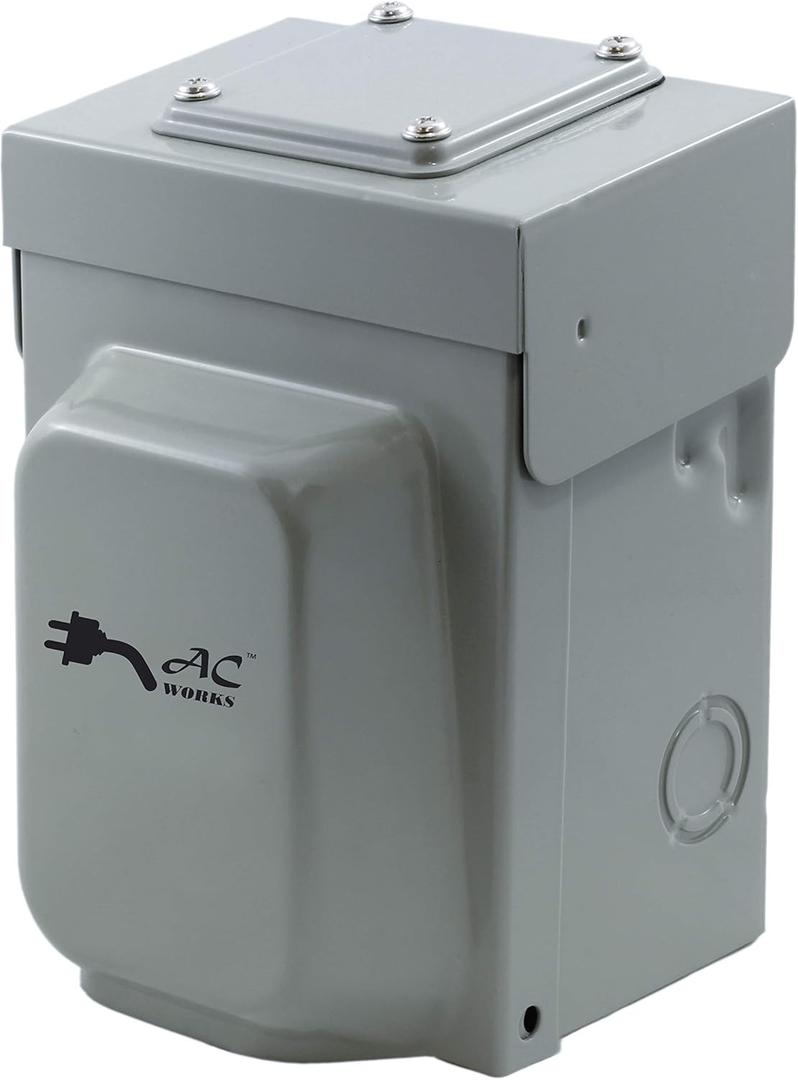 AC WORKS Super Durable Industrial Grade Locking Power Input Inlet (CS6375 50Amp Metal Box)