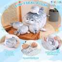 TOYSYM Chubby Blob Seal Pillow Cute Seal Plush with 4 Baby Plushies in Her Tummy, Soft Large Stuffed Animals Toy Gifts for Kids (20inch)