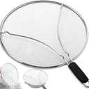 Splatter Screen for Frying Pan & Food Strainer,13 Inch Stainless Steel Grease Splatter Guard,Shield from Splashing Oil, Dishwasher Safe(Black)