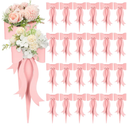 Lerheedi 24 Pcs Flower Bouquet Holder Mother's Day Single Rose Bow Theme Bags DIY Flower Wrapping Paper for Wedding Valentine Graduation Birthday Floral Arrangement(Pink)