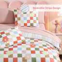 AMBERSPACE Queen Comforter Set for Girls, Colorful Checkered Bedding Set with Cute Floral, All Season Plaid Kids Bed in a Bag 7 Pieces with Sheets, Pillowcases & Shams