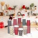 48 Sets 16 oz Classic Christmas Disposable Paper Cups with Lids for Drinking Hot Cocoa Coffee Tea Beverage Double-Wall Insulated Design Merry Christmas Winter Home Office Party Supplies
