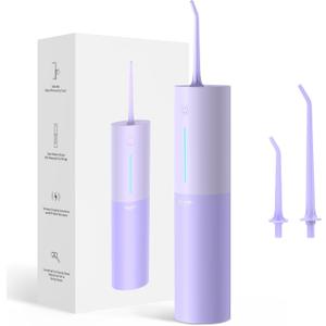 Cordless Water Flosser for Teeth, Tonsils, Sensitive Gums or Orthodontic Braces to Help Prevent Infections and Bad Breath Powerful Rechargeable Dental Oral Irrigator (Purple)