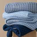 Bedsure Cooling Cotton Waffle King Size Blanket - Lightweight Breathable Blanket of Rayon Derived from Bamboo for Hot Sleepers, Luxury Throws for Bed, Couch and Sofa, Sky Blue, 104x90 Inches