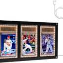 LED Acrylic Graded Card Display Frame for Collection - 3-Slot Light Up Case Compatible with PSA Slabs - 3-Color USB Backlight Wall & Desk Holder for TCG & Sports Cards (Black)