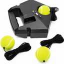 Tennis Rebound Trainer Set, Portable Solo Practice Tool with Heavy Duty Power Base, 3 String Balls, Indoor/Outdoor Tennis Training Equipment for Beginners & Advanced Players