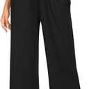 TARSE Wide Leg Pants for Women Cross High Waisted Yoga Pants Casual Lounge Joggers Loose fit Pajama Bottoms with Pockets (Large, Black)