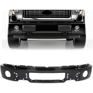 HECASA 3Pcs Front Bumper Face Bar Compatible with 2009-2014 Ford F150 W/O Fog Light Holes Replacement for 9L3Z17757DPTM FO1002413 Electrophoresis Black w/Fog Light Holes Steel Unassembled